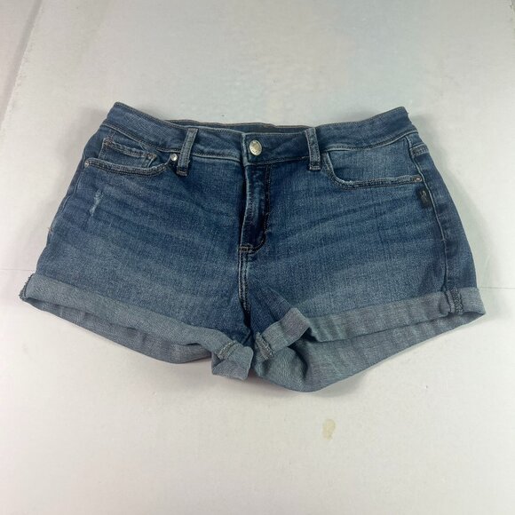 Silver Jean Short Women 31* Suki Mid Rise Blue Cuffed Stretch Denim Jorts Tag 30 - Picture 1 of 16
